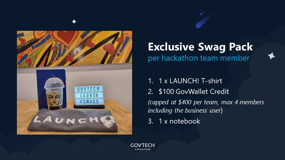Exclusive swag pack for LAUNCH! Hackathon team members